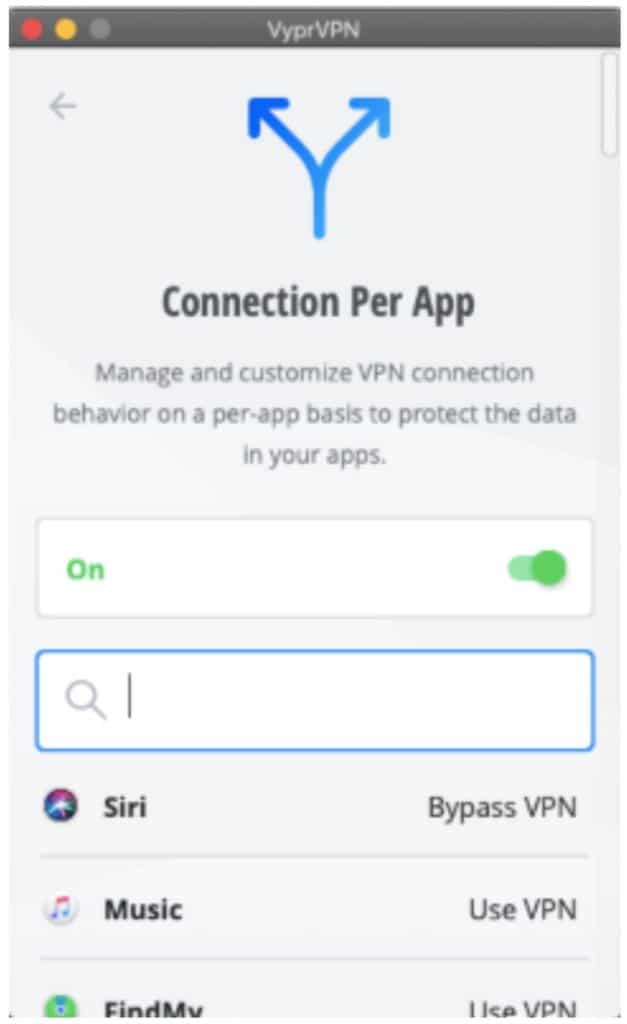 VyprVPN split tunneling